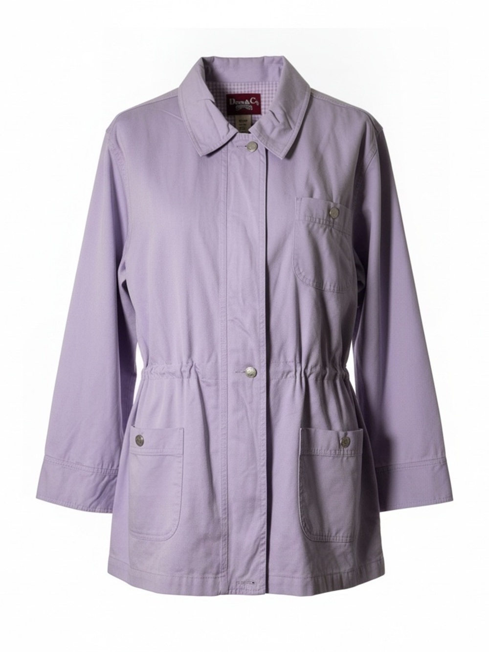 Denim & Co Barn Jacket Womens Large Lavender Purple Gingham Chore Coat NWOT - Picture 2 of 14